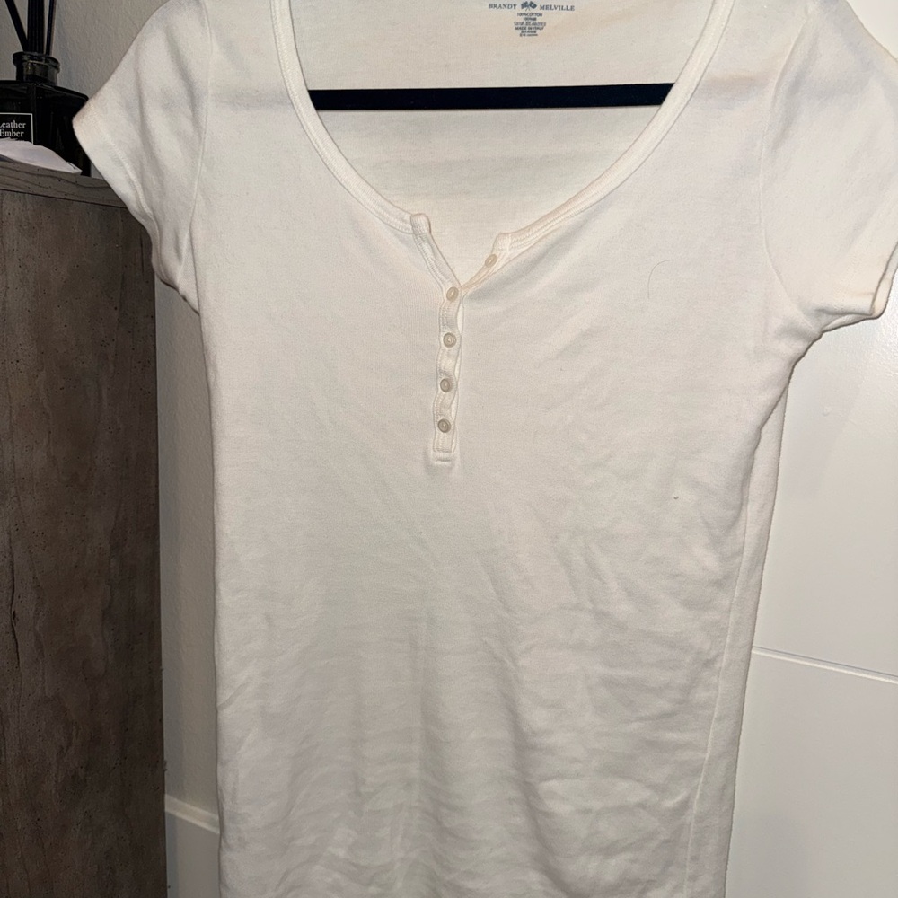 Brandy Melville White Button-Up Top